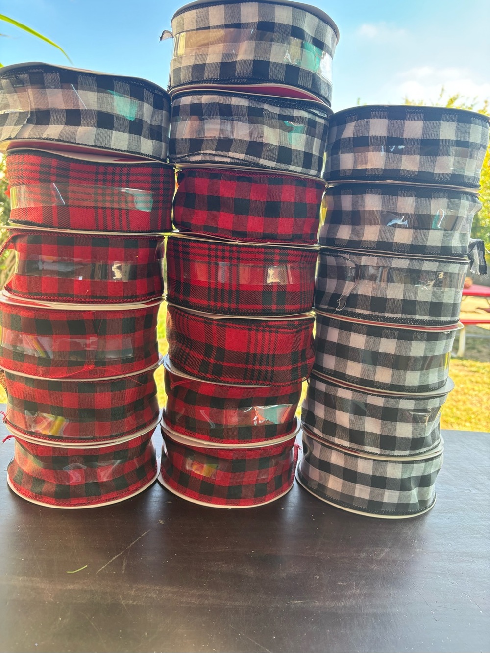 Plaid Ribbon Rolls - Red & Black and Black & White Buffalo Check bundle 19